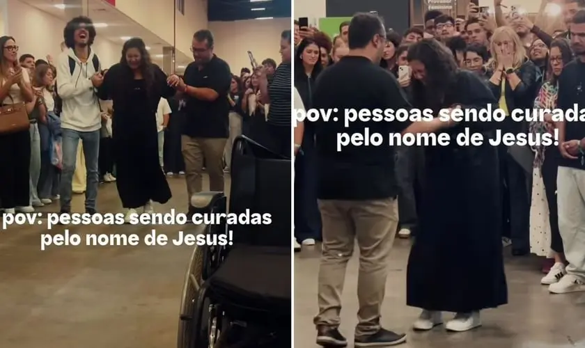 Mulher deixa cadeira de rodas e anda em conferência: “Deus ainda cura”