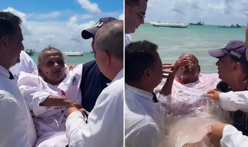 Idosa de 101 anos emociona ao ser batizada em Pernambuco: ‘Creio na minha salvação’
