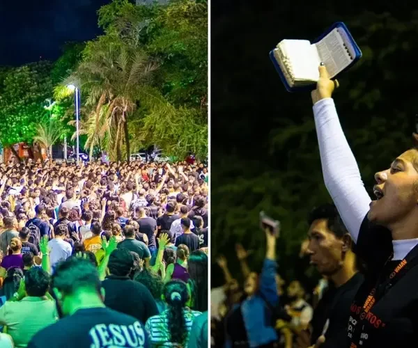 Multidão de universitários faz culto ao ar livre em Fortaleza: “Fome e sede de Deus”