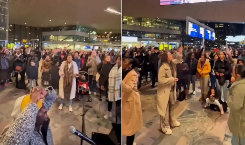 Multidão louva em estação de trem na Holanda: “Jesus é digno de ser adorado em todo lugar”